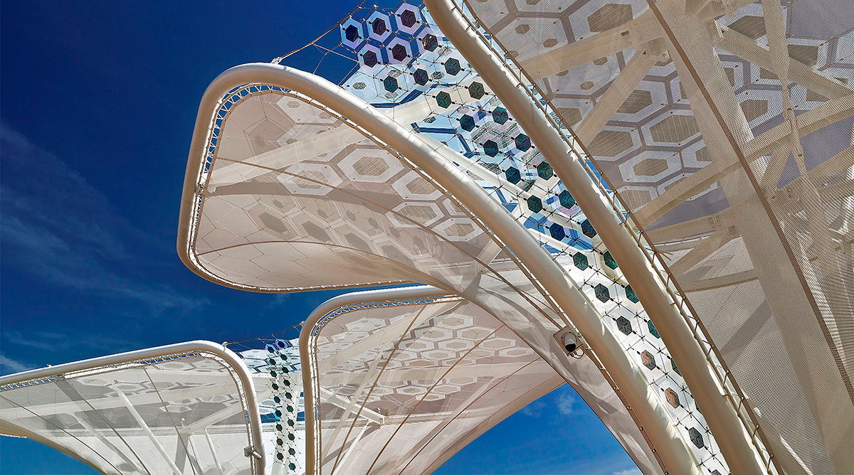 Organic 'solar trees', demonstrated at Expo 15 in Milan, Italy. Image credit - ARMOR/GerArchitektur